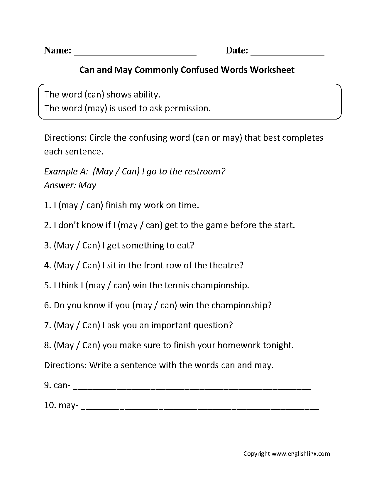 Commonly Confused Words Worksheets Can And May Commonly Confused Words Worksheets Commonly Confused Words Worksheets Can And May Commonly Confused Words Worksheets