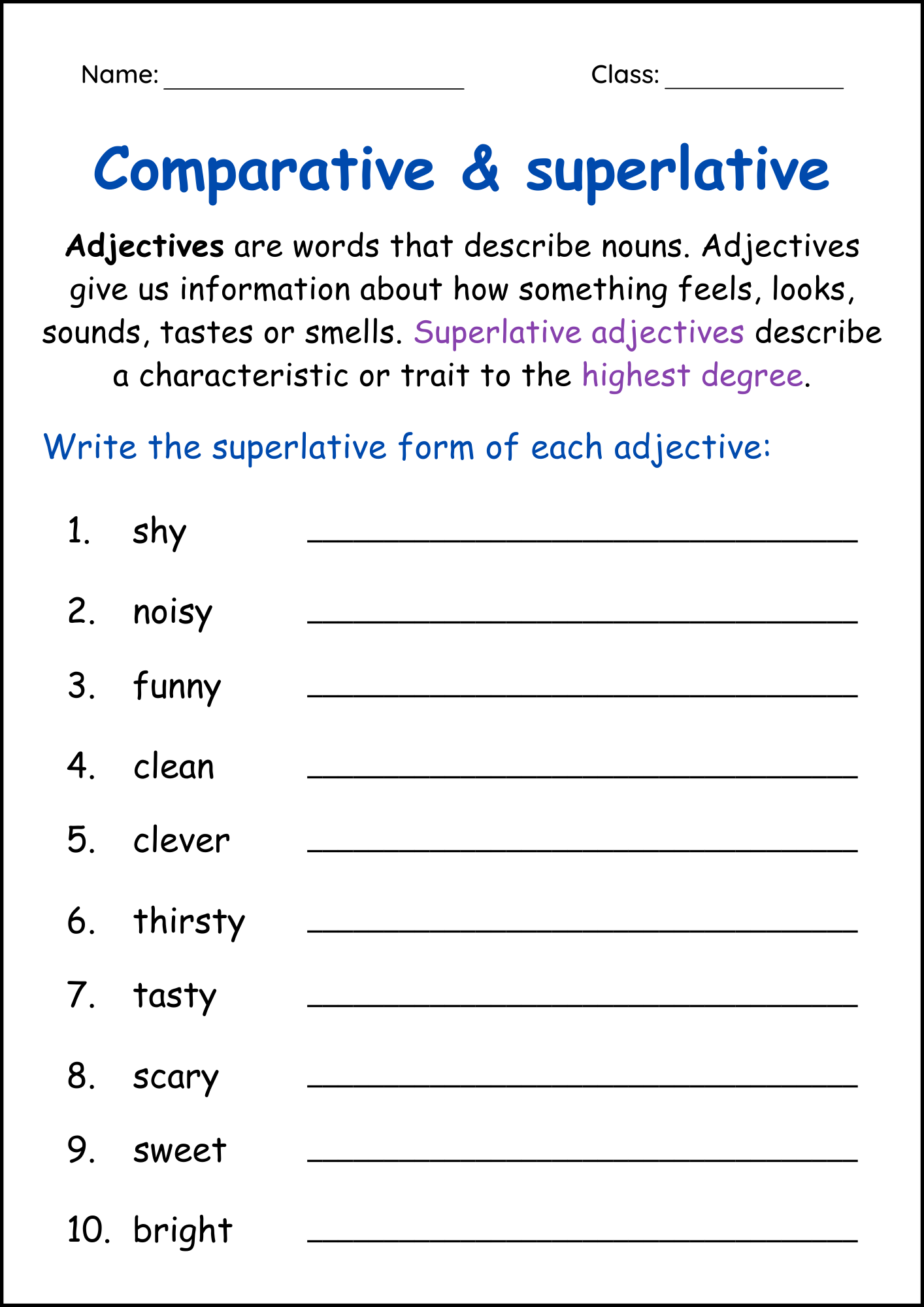Comparisons Grammar Worksheets Comparisons Grammar Worksheets