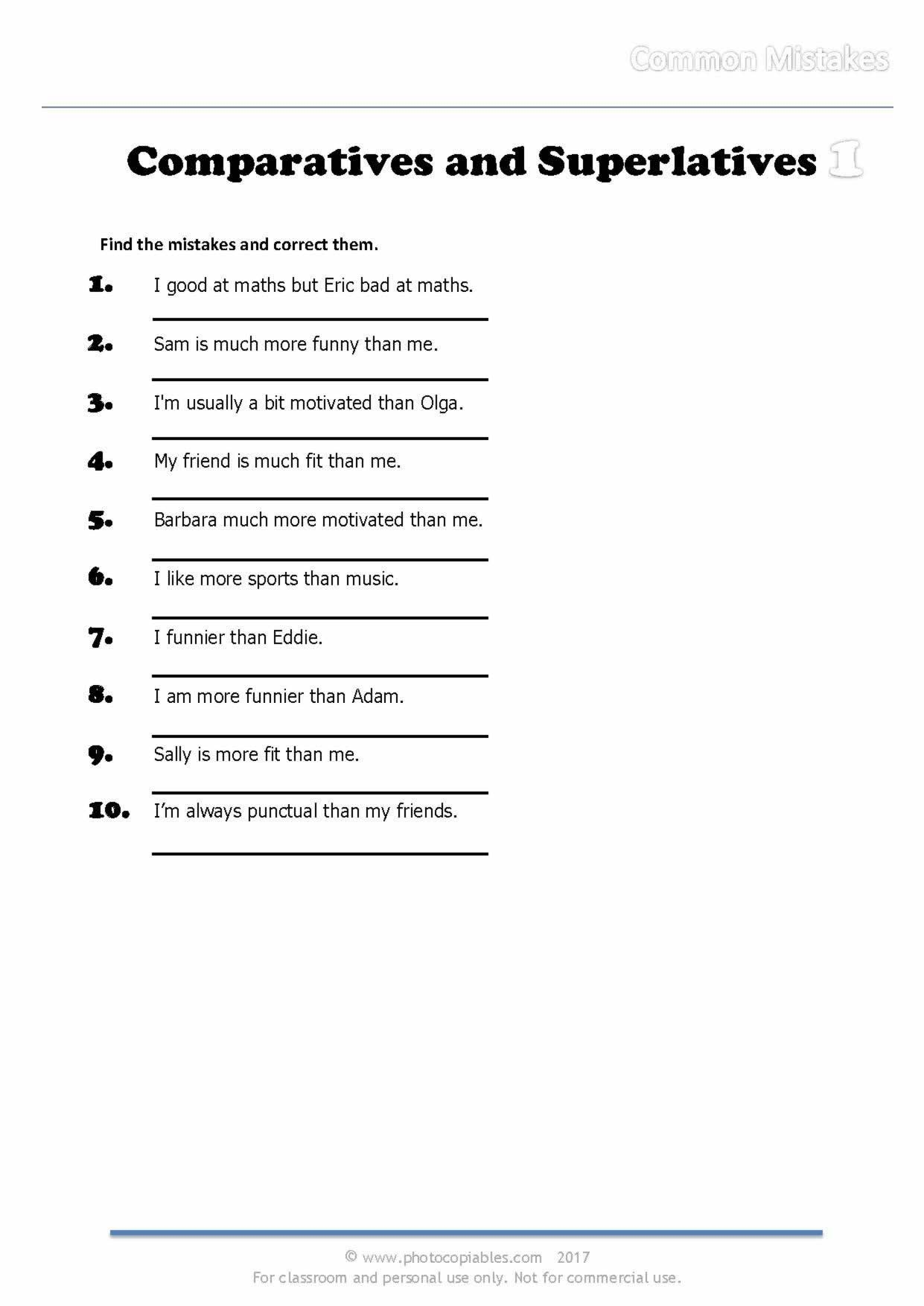 Mostmon Grammar Mistakes Worksheets