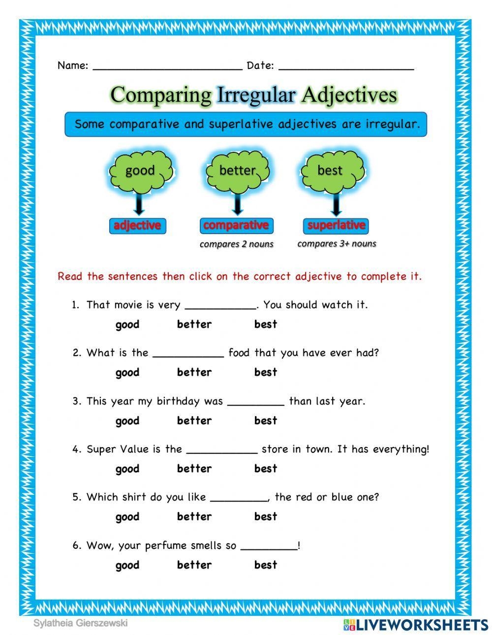 Comparing Irreg Free Interactive Worksheets 937521