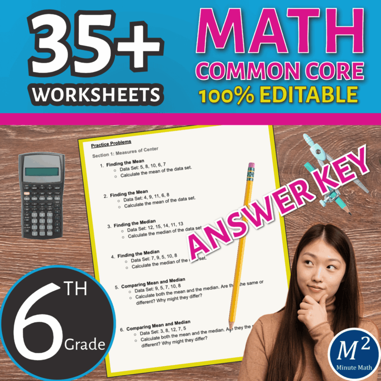 Comprehensive 6th Grade Math Worksheets Bundle Aligned W Common Core Standards Minute Math