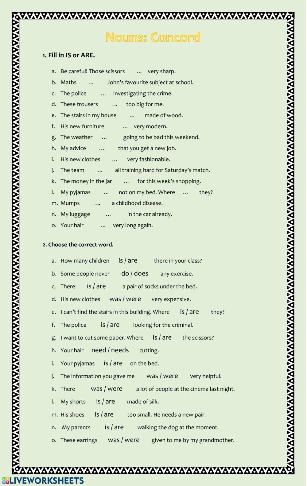 Concord Free Interactive Worksheets 119969