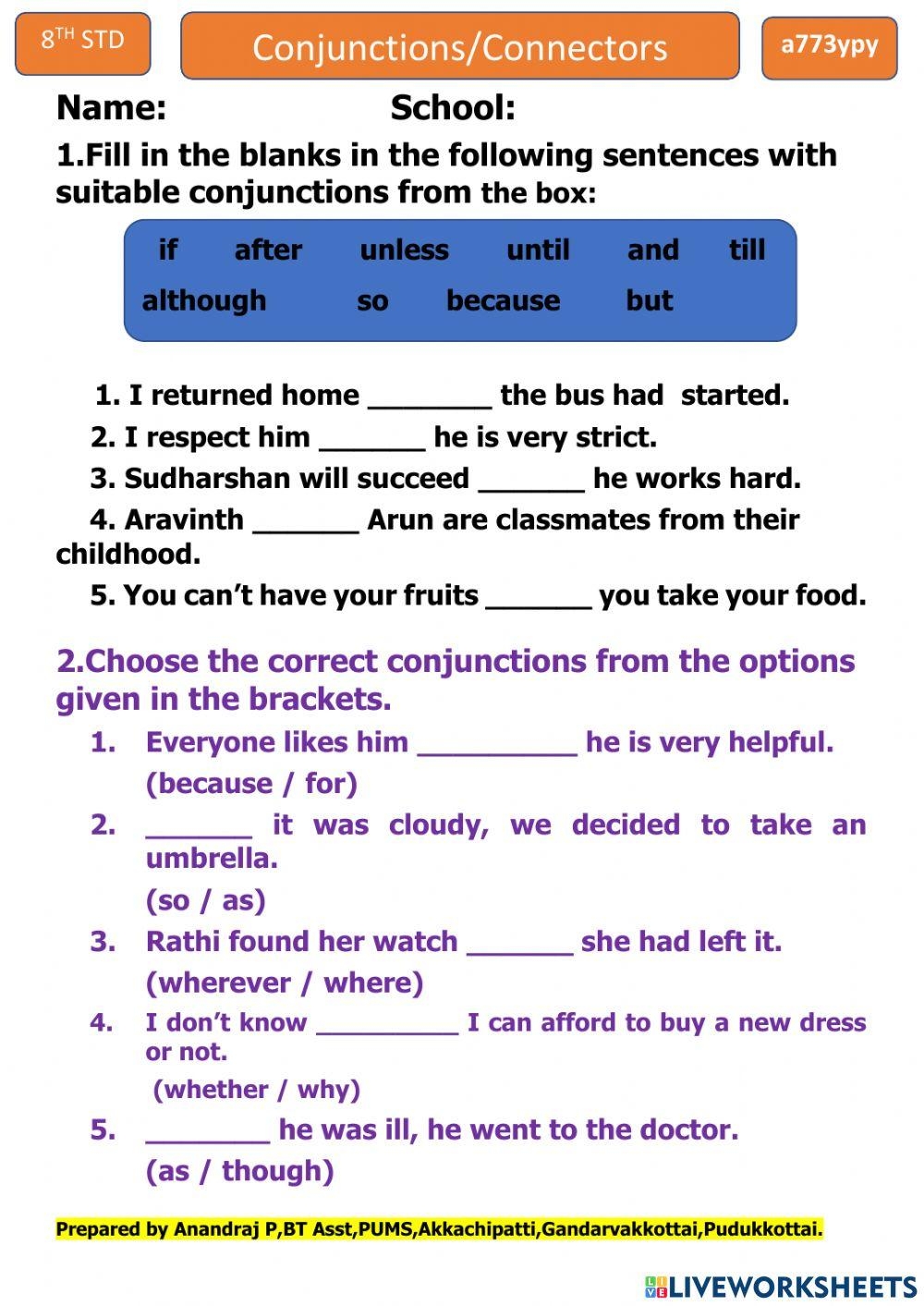 Conjunctions Free Interactive Worksheets 1387604 Conjunctions Free Interactive Worksheets 1387604