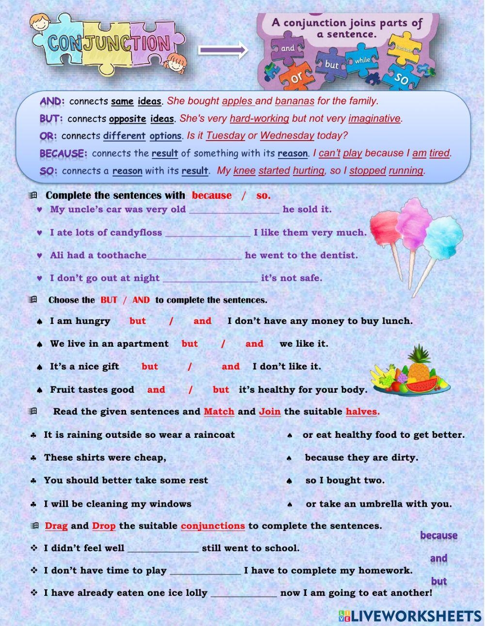 English Grammar Conjunctions Worksheets English Grammar Conjunctions Worksheets