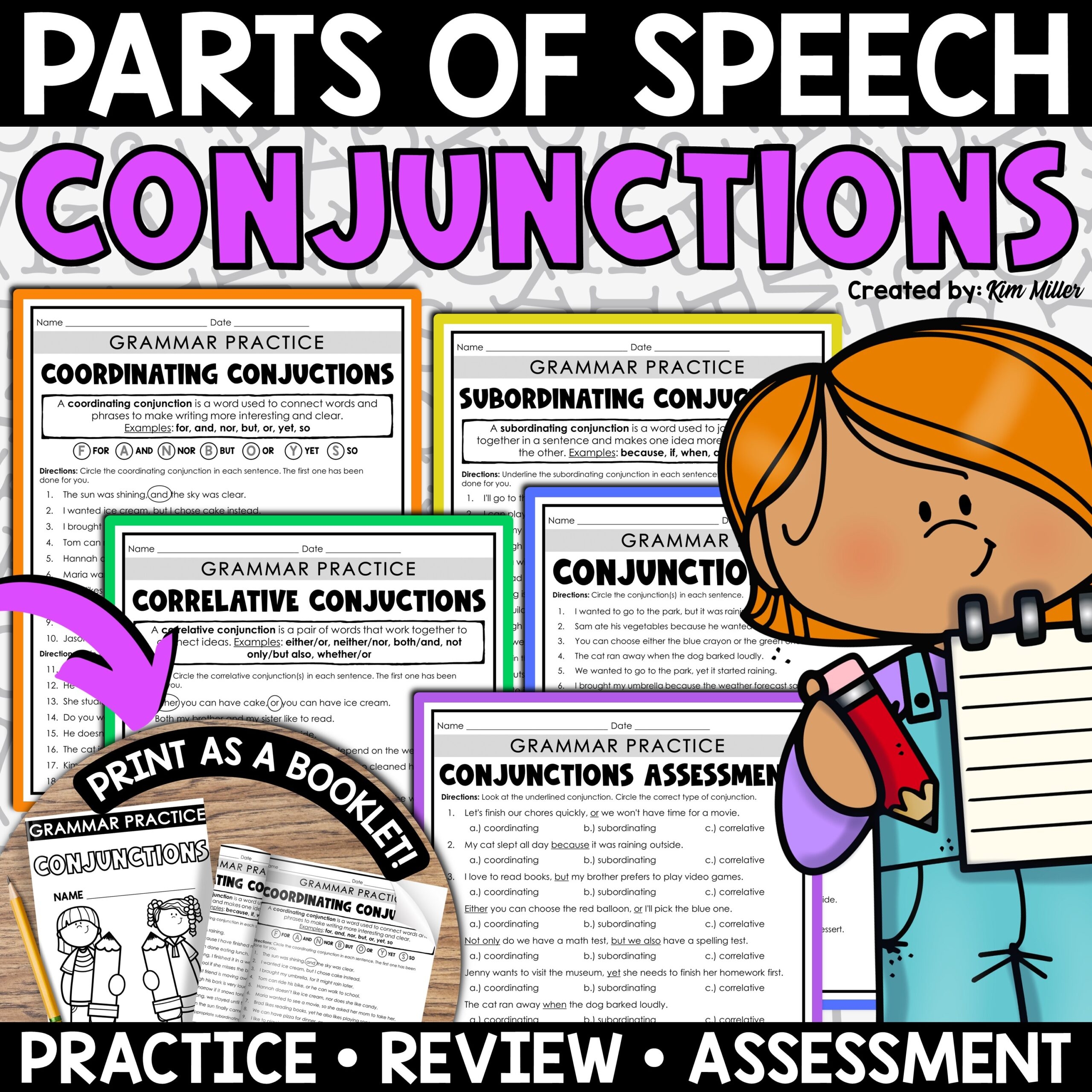 Conjunctions Worksheets Grammar Activities Parts Of Speech 