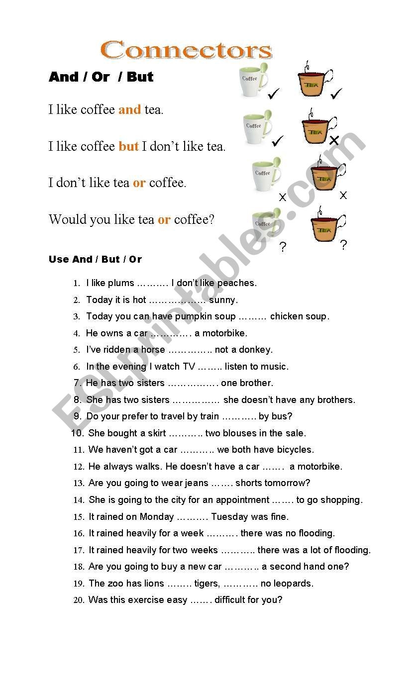 Connectors ESL Worksheet By Apodo