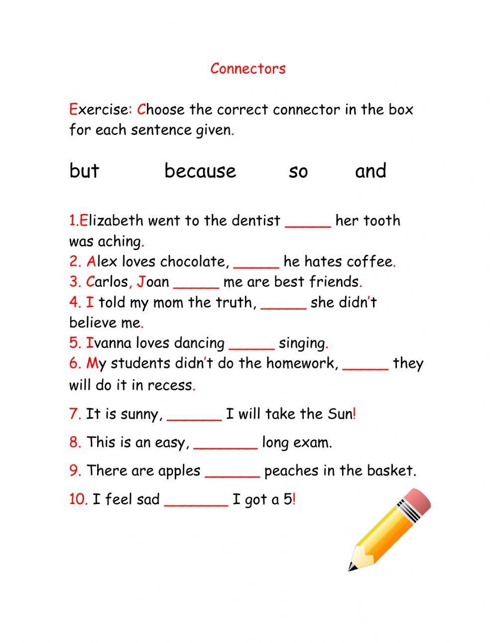 Connectors Free Interactive Worksheets 423232