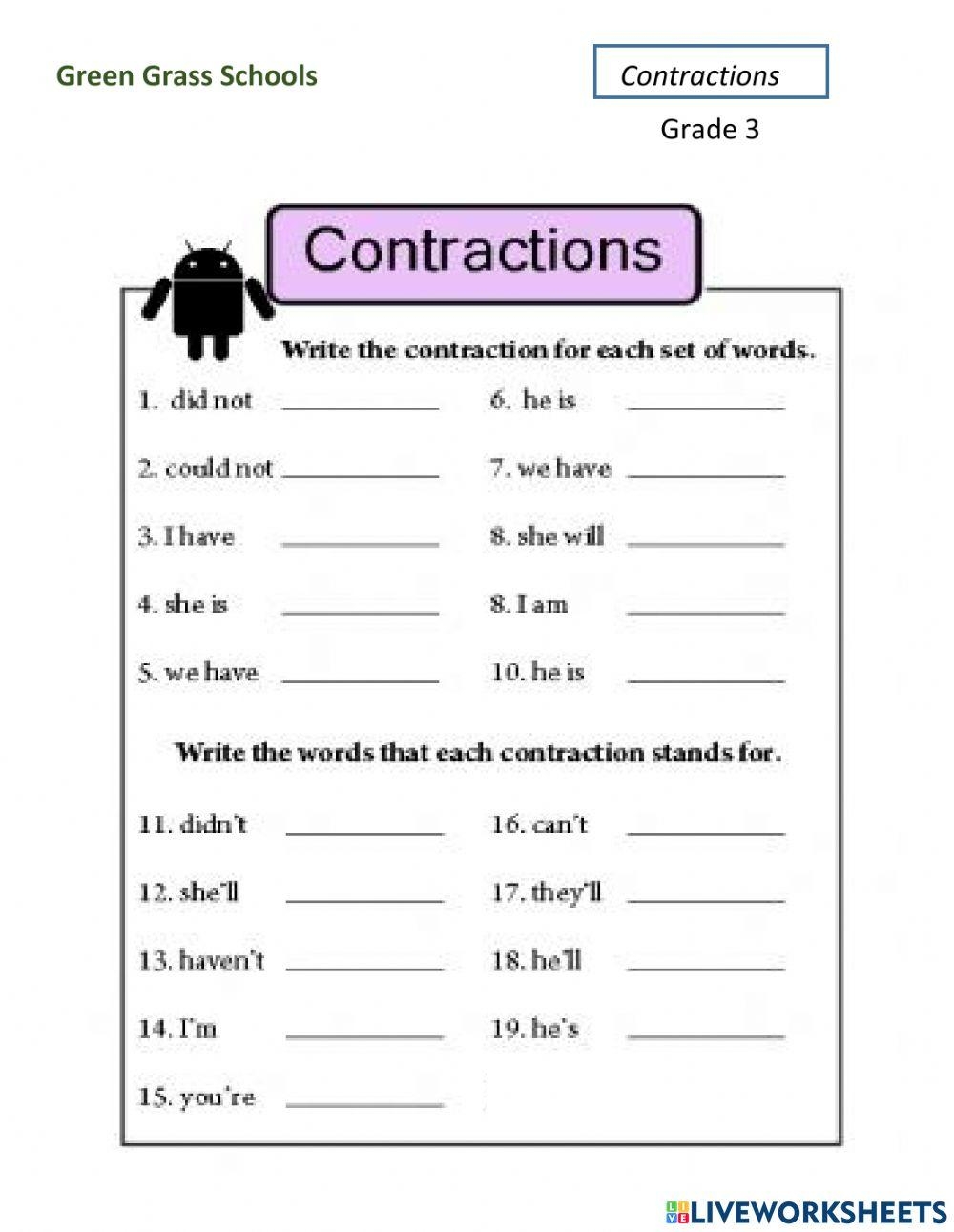 Contractions G Free Interactive Worksheets 4783738 Contractions G Free Interactive Worksheets 4783738