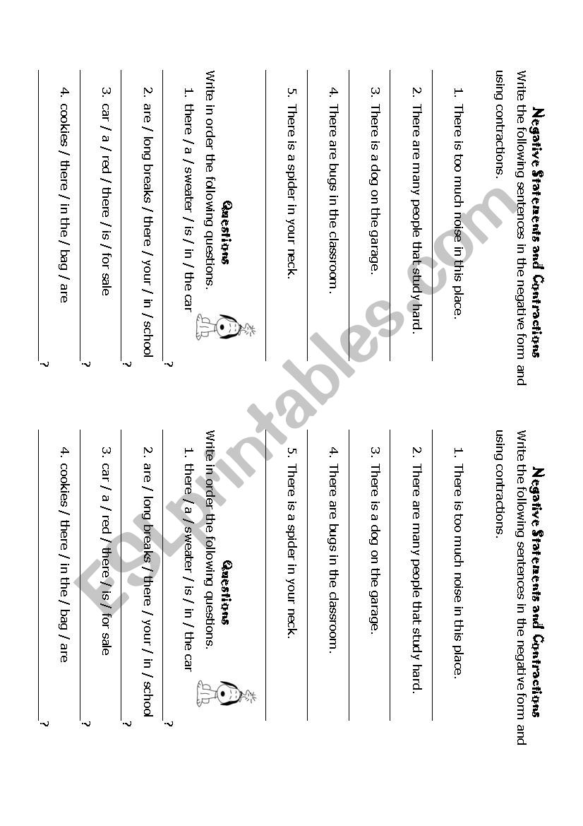Contractions And Negatives Grammar Worksheets
