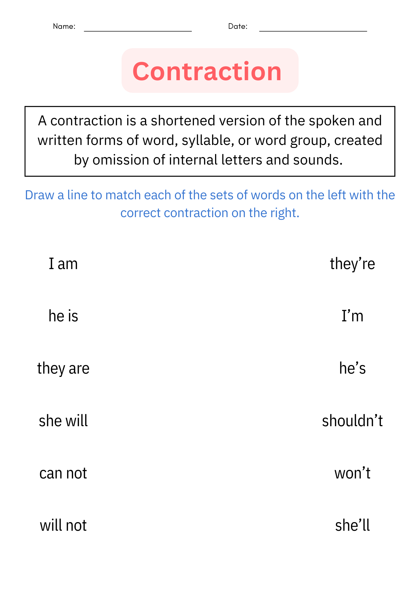 Contractions Worksheets Grammar Practice Review Pages Activities Contractions Worksheets Grammar Practice Review Pages Activities