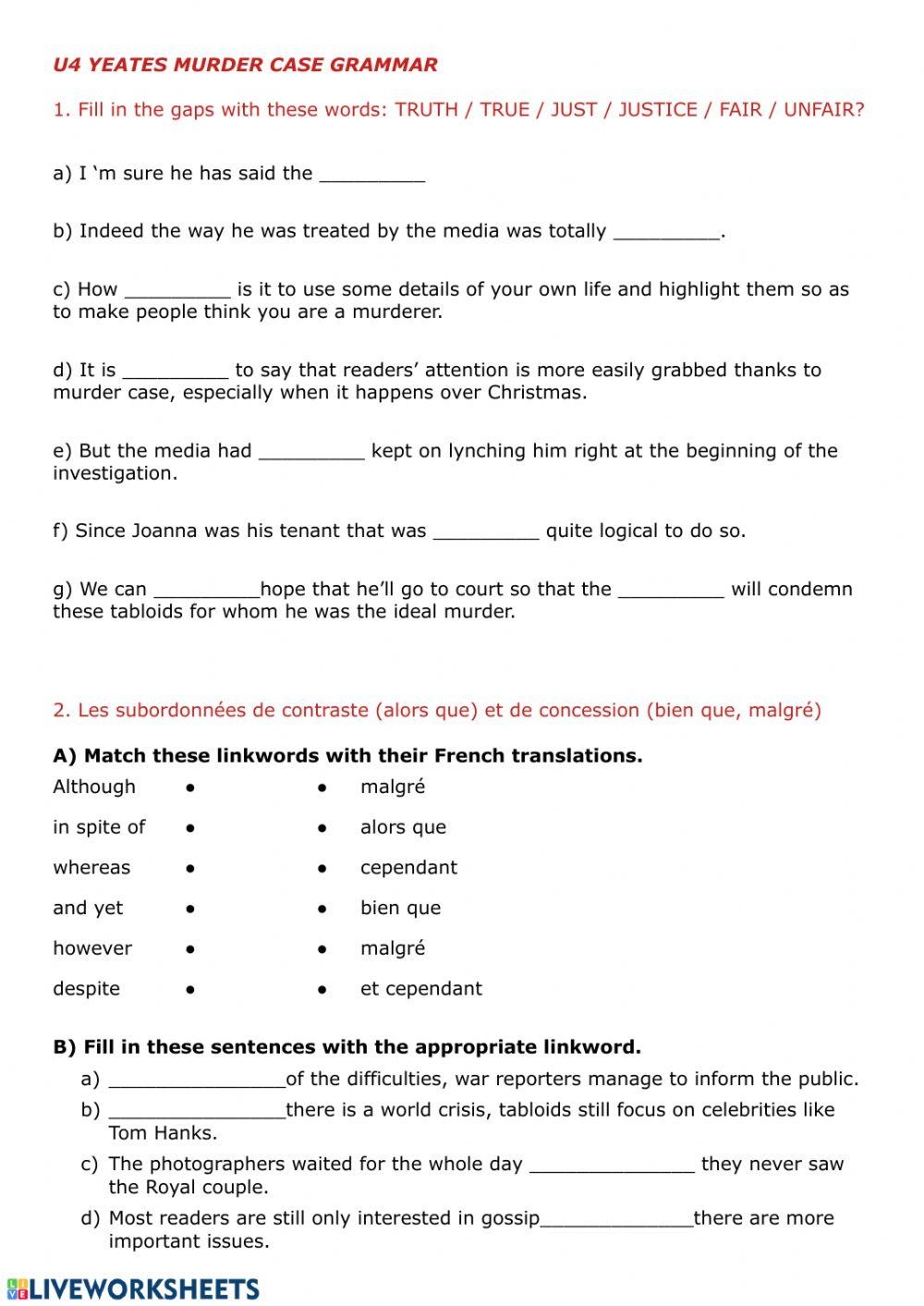Contrast And Co Free Interactive Worksheets 63515