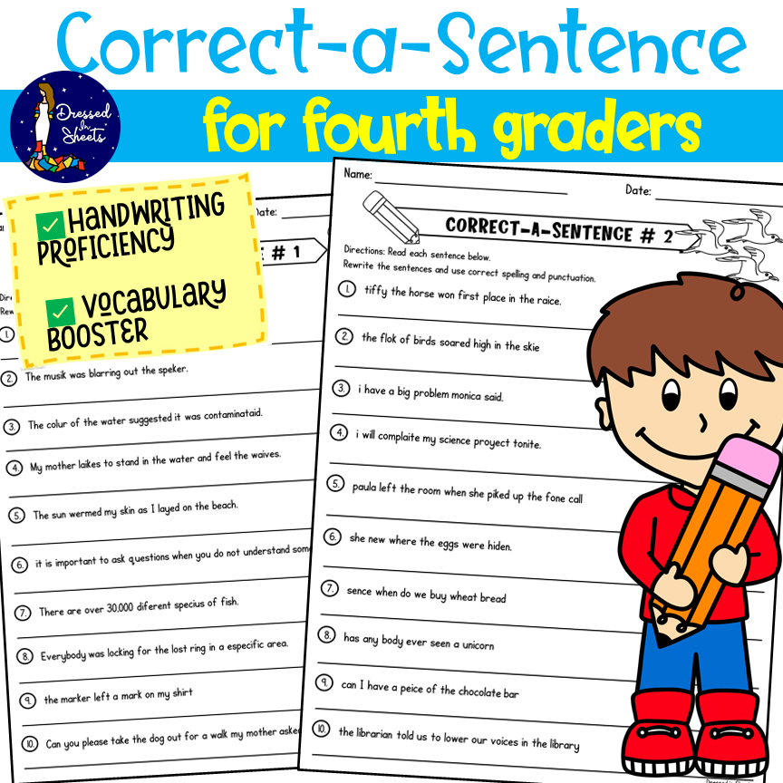 Correct a Sentence For Fourth Graders EDITABLE Correct a Sentence For Fourth Graders EDITABLE