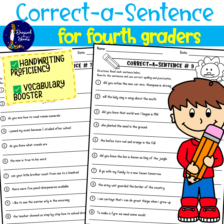 Correct a Sentence For Fourth Graders EDITABLE Made By Teachers Correct a Sentence For Fourth Graders EDITABLE Made By Teachers