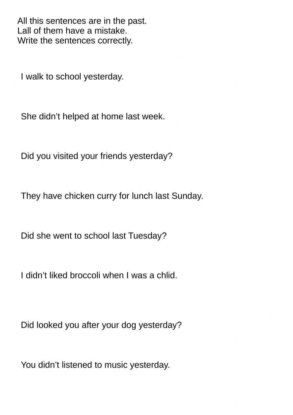 correct mistake free interactive worksheets 401799
