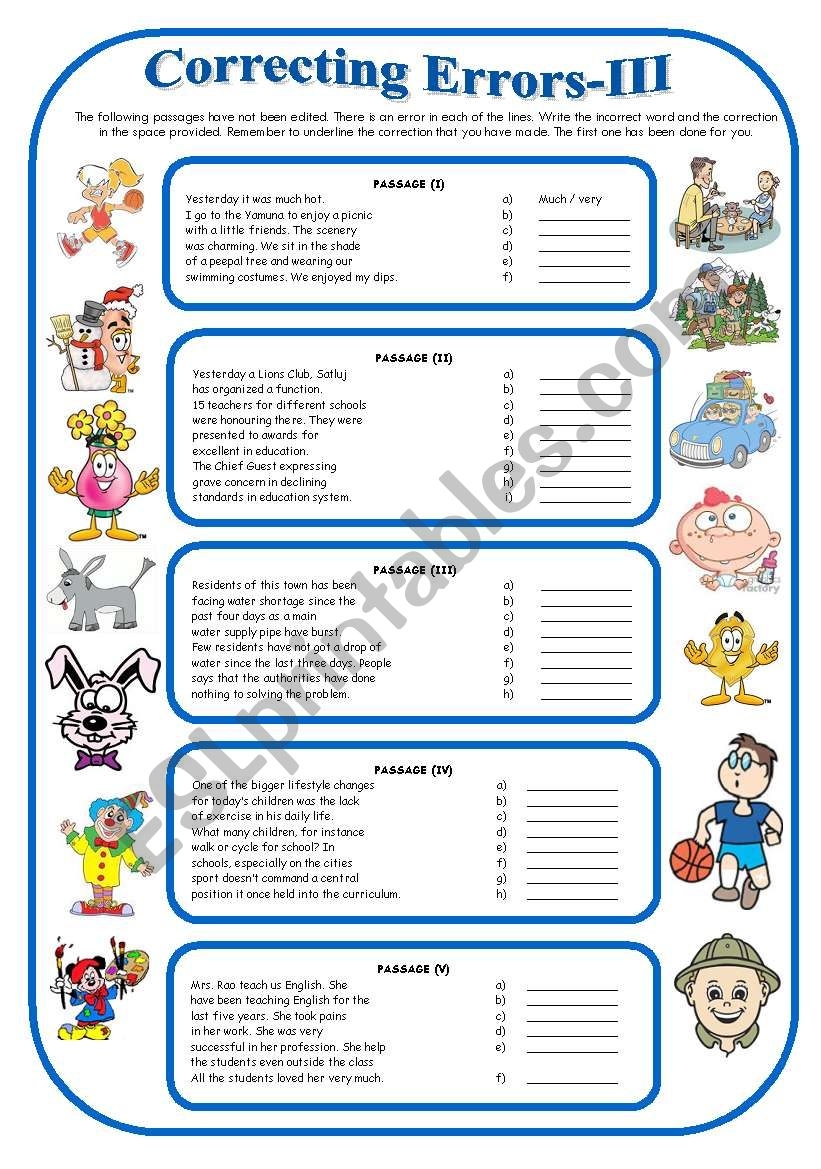 Correct Grammar Errors Worksheet Correct Grammar Errors Worksheet