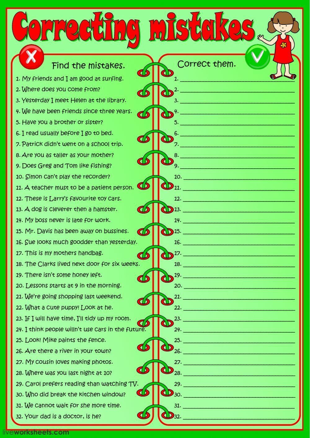 Correcting Mist Free Interactive Worksheets 46663 Correcting Mist Free Interactive Worksheets 46663