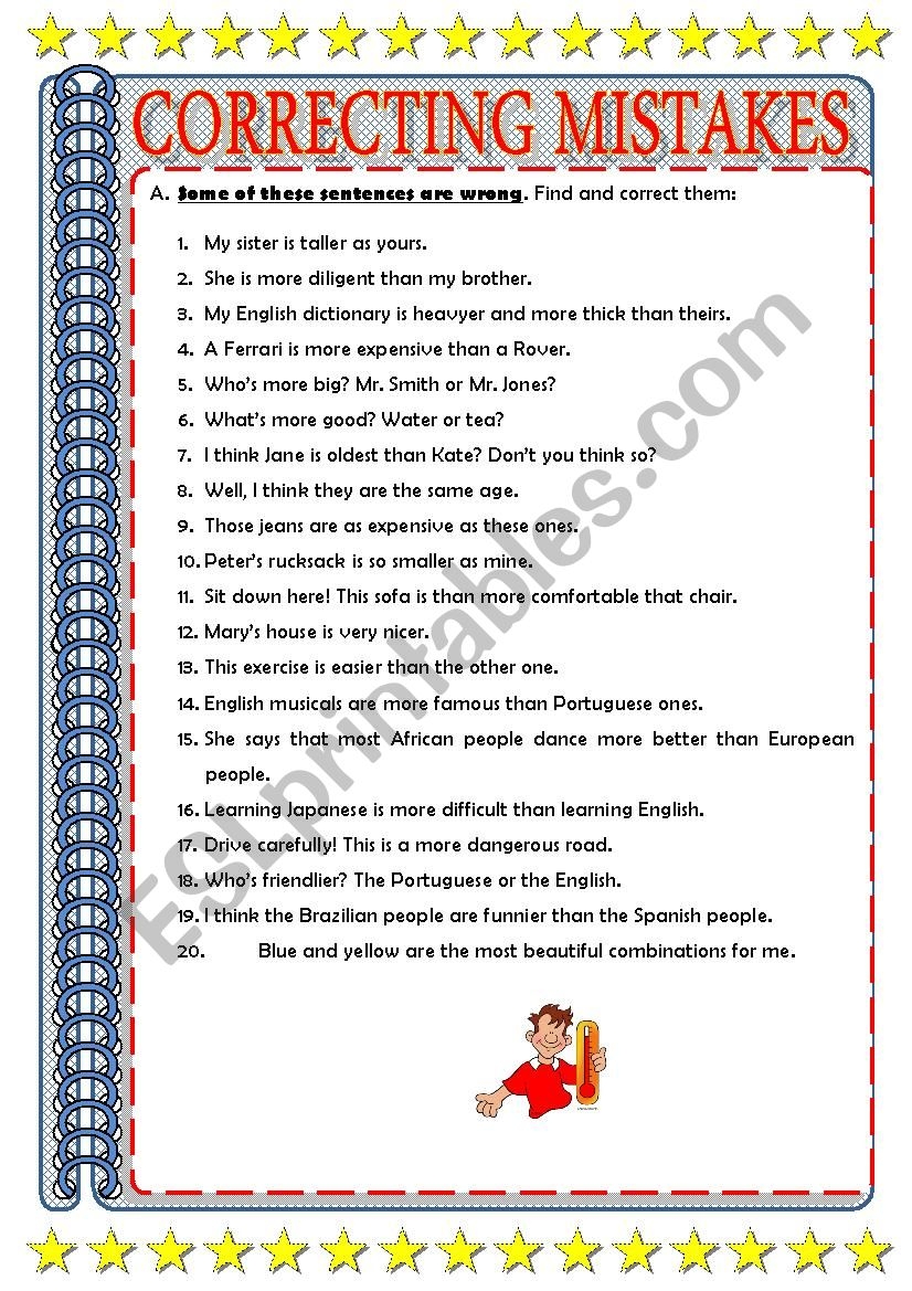 CORRECTING MISTAKES ESL Worksheet By Ascincoquinas CORRECTING MISTAKES ESL Worksheet By Ascincoquinas