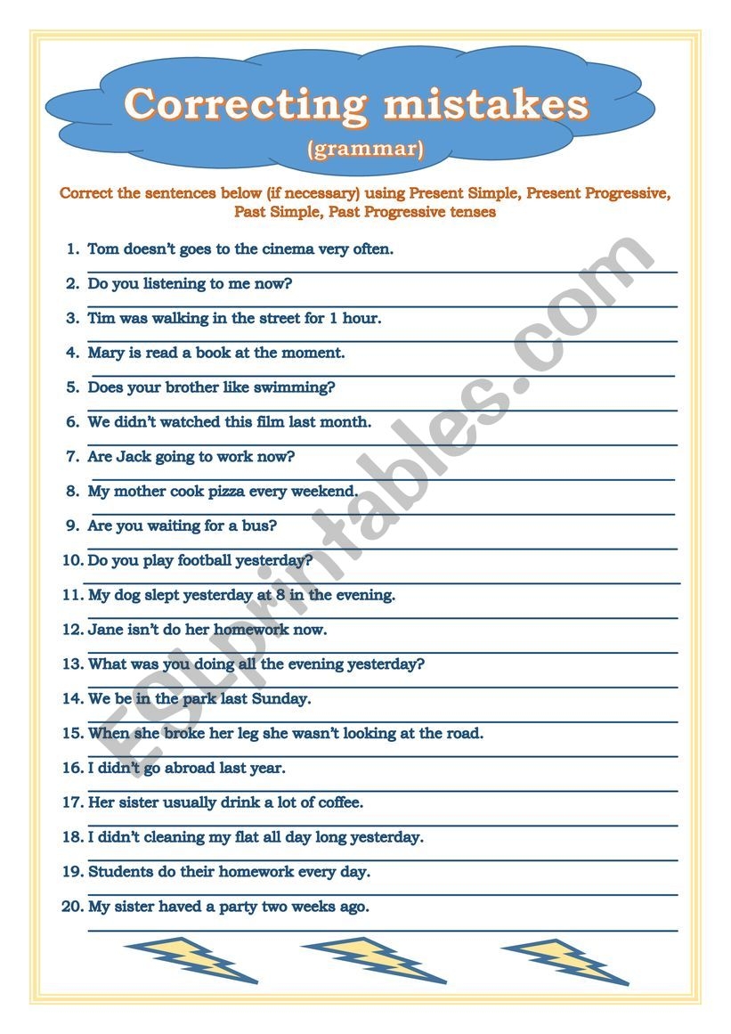 Correcting Mistakes ESL Worksheet By DorisHo Correcting Mistakes ESL Worksheet By DorisHo