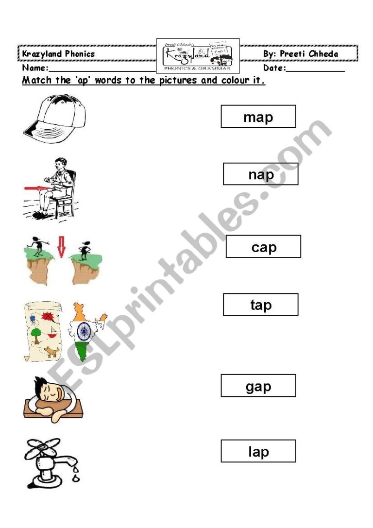 CVC Word Ap Family Words ESL Worksheet By Preetichheda