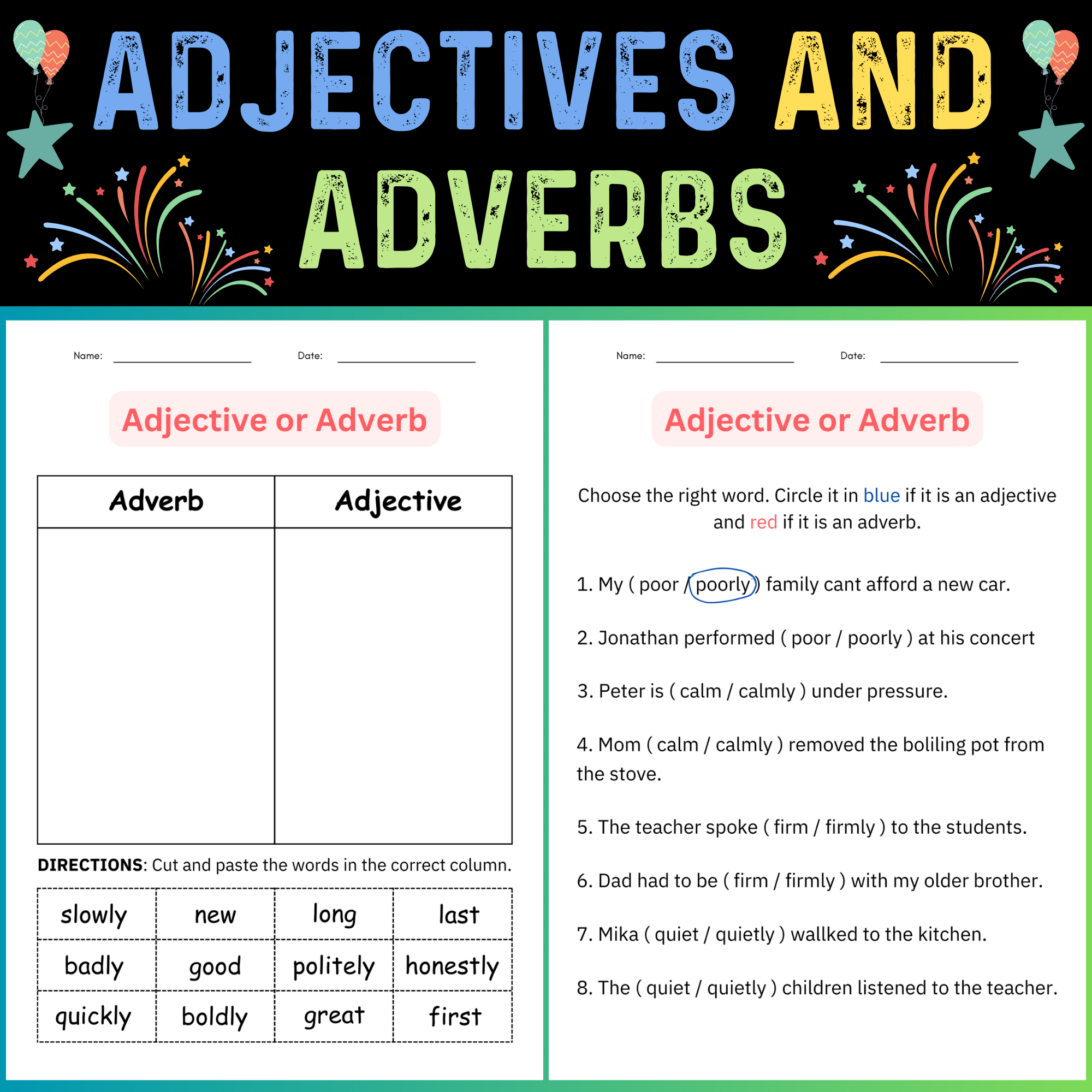 Daily Grammar Activities Adjectives U0026 Adverbs Worksheets 3rd 4th 5th Grade Made By Teachers Daily Grammar Activities Adjectives U0026 Adverbs Worksheets 3rd 4th 5th Grade Made By Teachers
