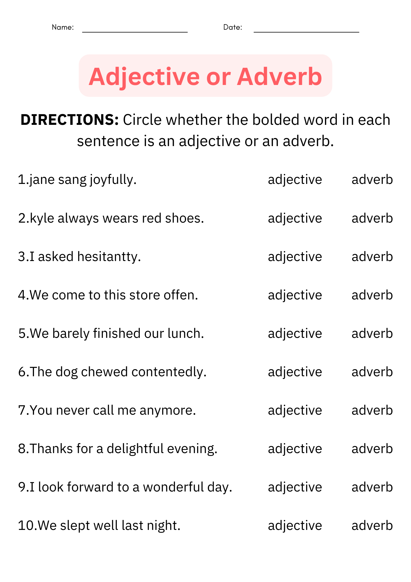 Daily Grammar Activities Adjectives U0026 Adverbs Worksheets 3rd 4th 5th Grade Teaching Resources Daily Grammar Activities Adjectives U0026 Adverbs Worksheets 3rd 4th 5th Grade Teaching Resources