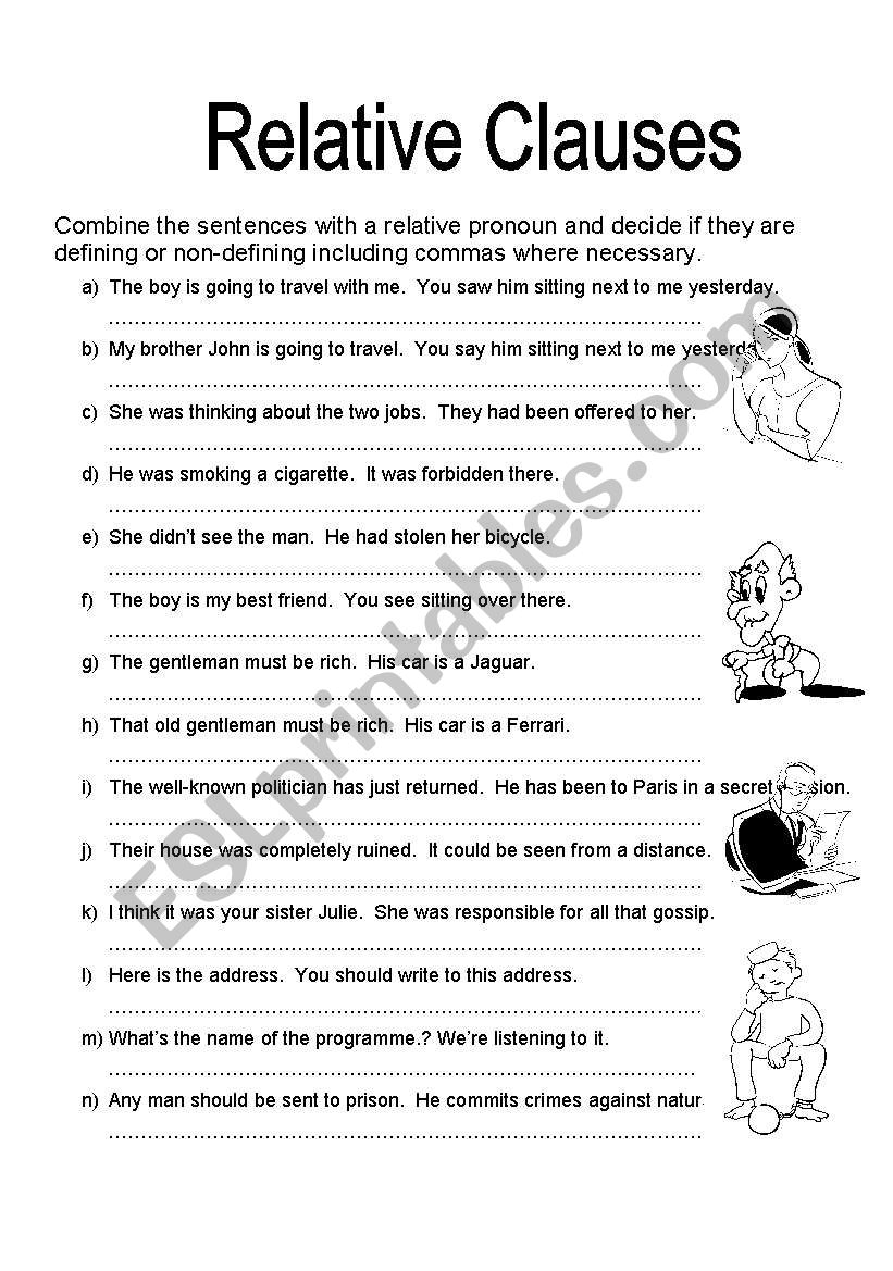 Clauses Grammar Worksheet