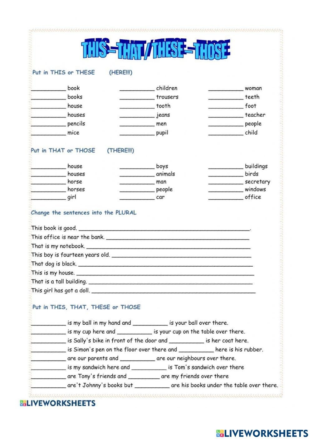 Demonstrative P Free Interactive Worksheets 7241958