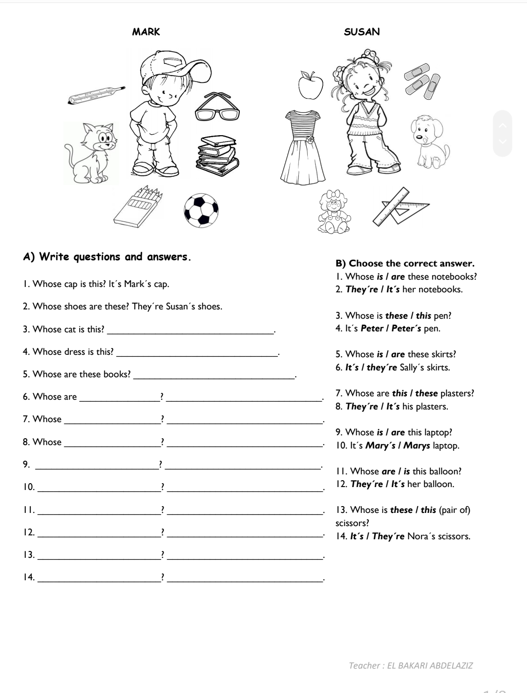 Demonstrative Pronoun Worksheet 