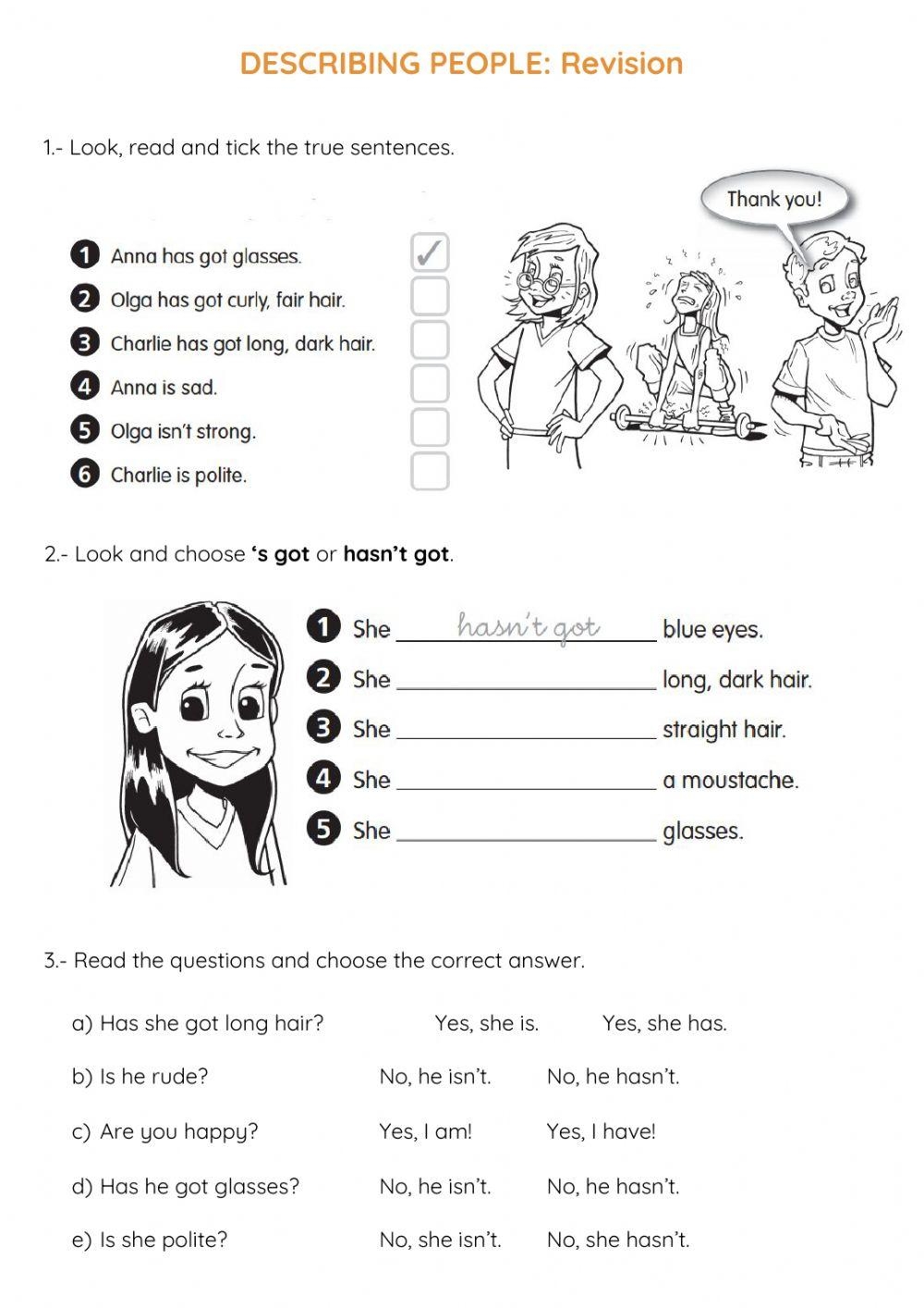 Describing Peop Free Interactive Worksheets 470263