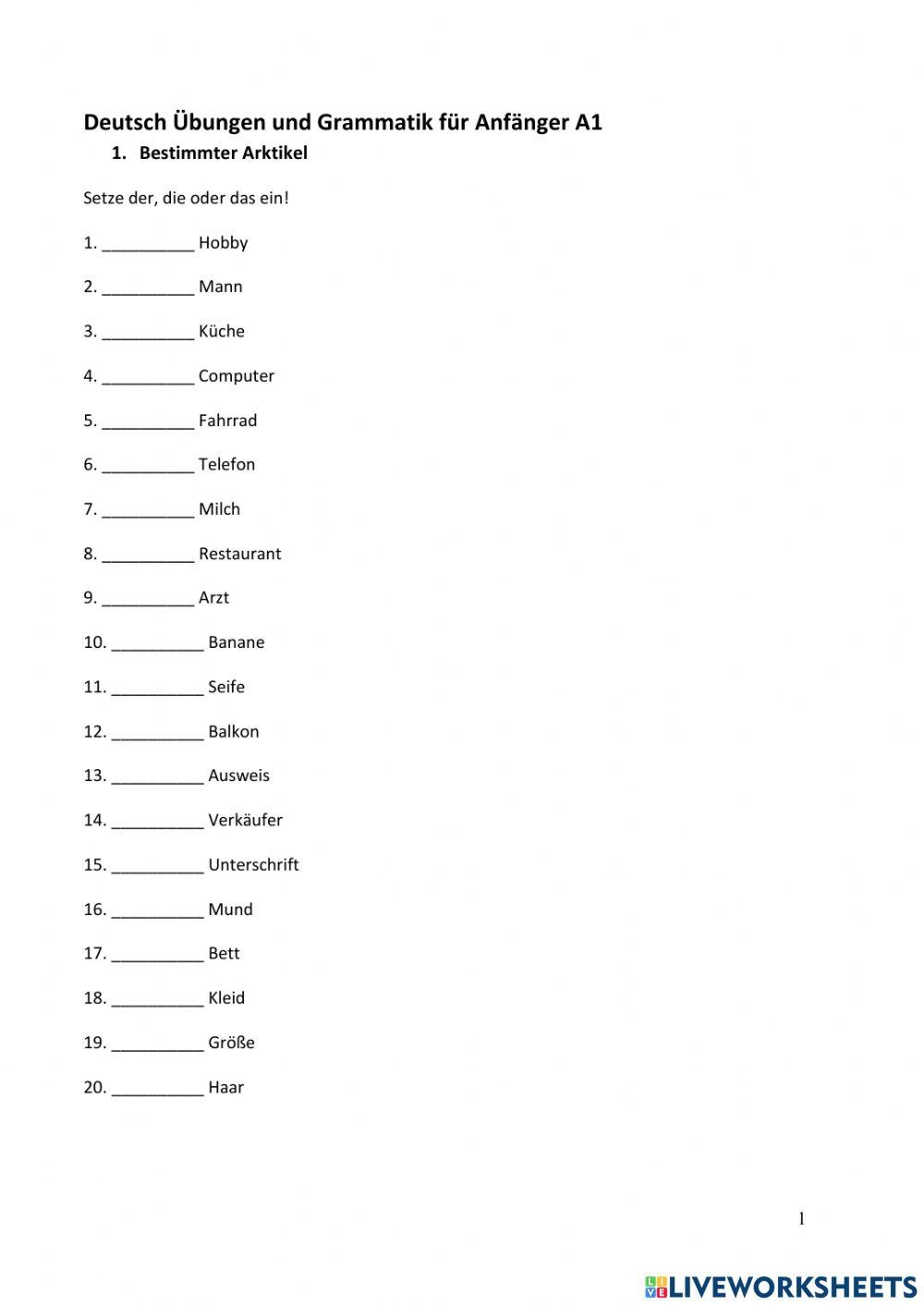 German Grammar Practice Worksheets German Grammar Practice Worksheets