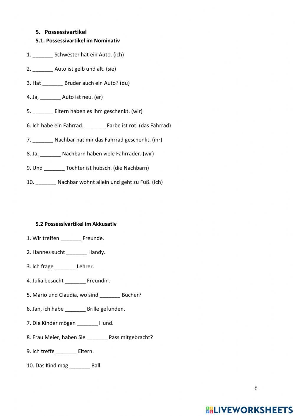 Deutsch A1 1 Free Interactive Worksheets 1339551