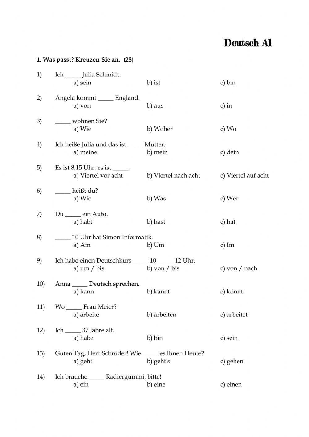 Deutsch A1 Free Interactive Worksheets 420074 Deutsch A1 Free Interactive Worksheets 420074
