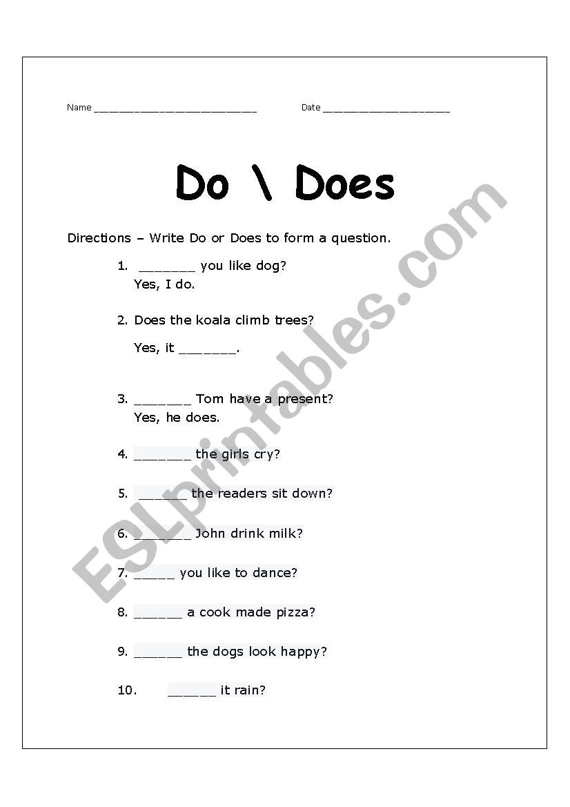 Do Does Grammar Worksheet Do Does Grammar Worksheet