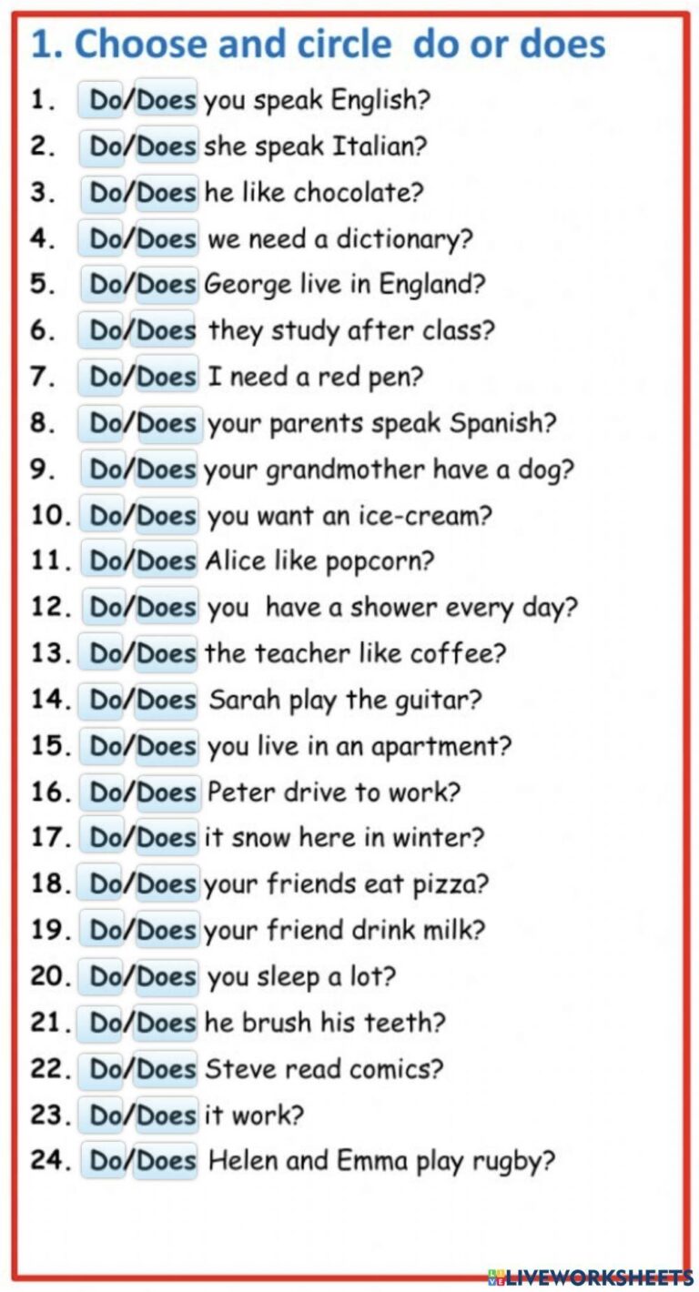 Do Does Free Interactive Worksheets 768451
