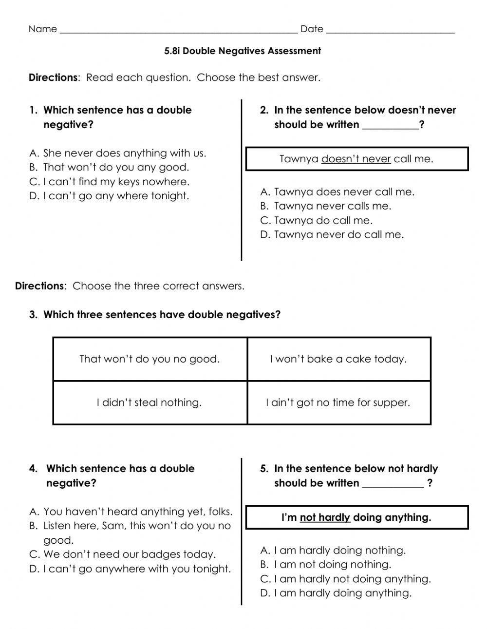 Double Negative Free Interactive Worksheets 675685 Double Negative Free Interactive Worksheets 675685
