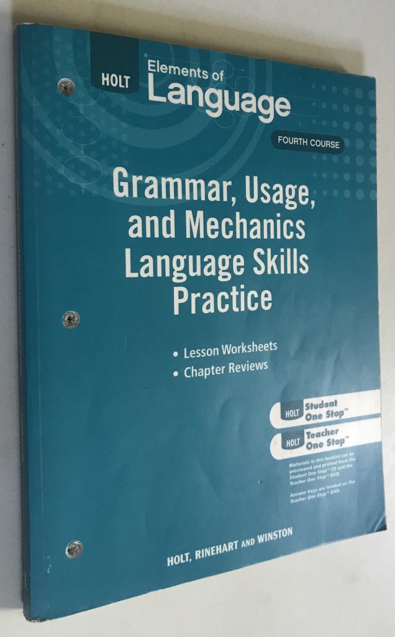 Elements Of Language Grammar Usage And Mechanics Language Skills Practice Grade 10 By HOLT RINEHART AND WINSTON Paperback 2009 01 01 HOLT RINEHART AND WINSTON 9780030994173 Biblio AU