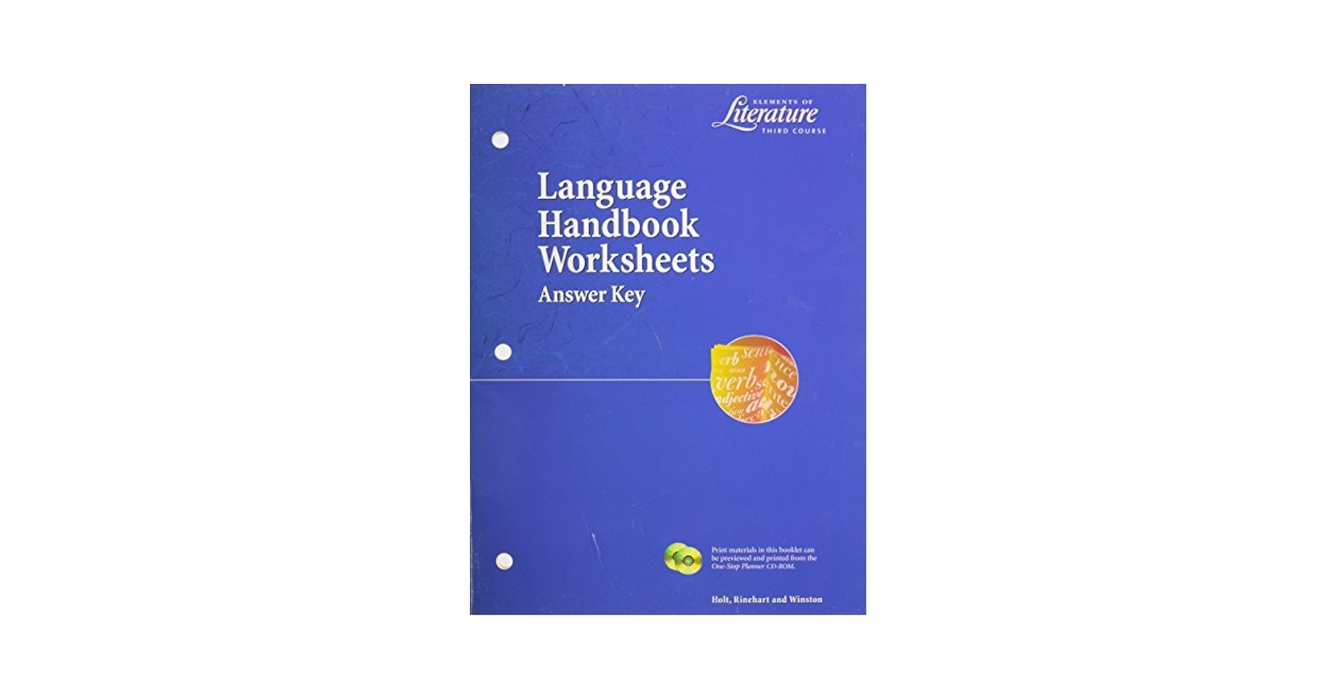 Elements Of Literature Language Handbook Worksheets Answer Key Third Course Rom Rinehart Winston Holt 9780030524141 Amazon Books