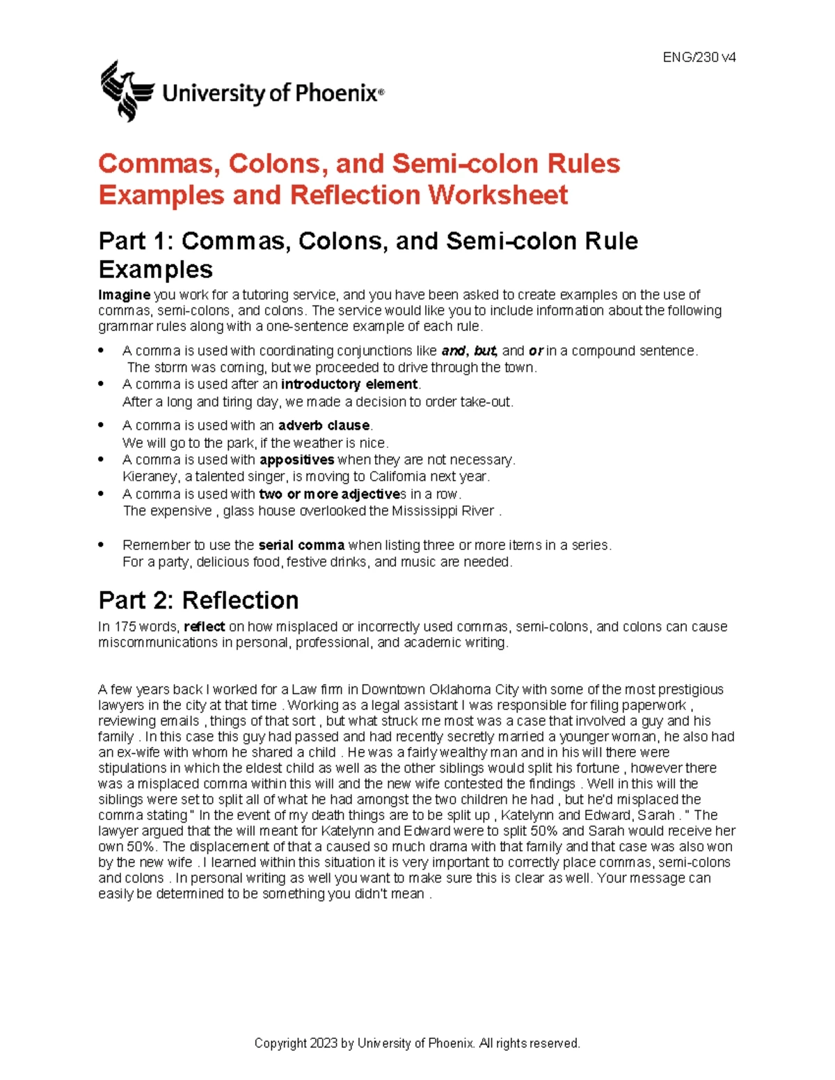 Weekly Grammar Worksheet Semicolons And Colons
