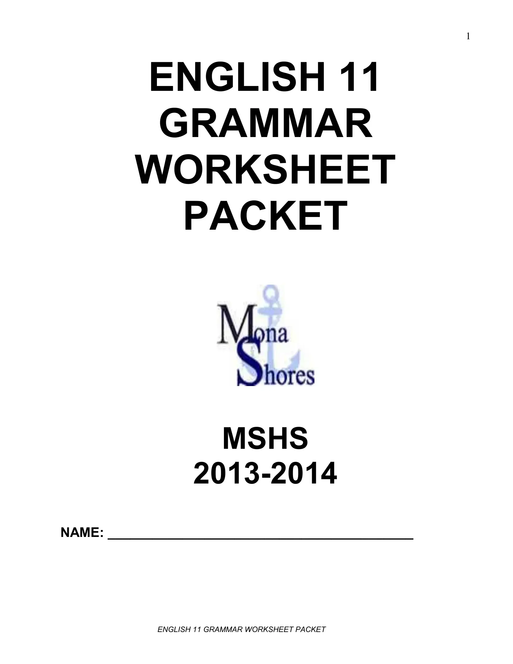 English 11 Grammar Worksheet PDF Form FormsPal