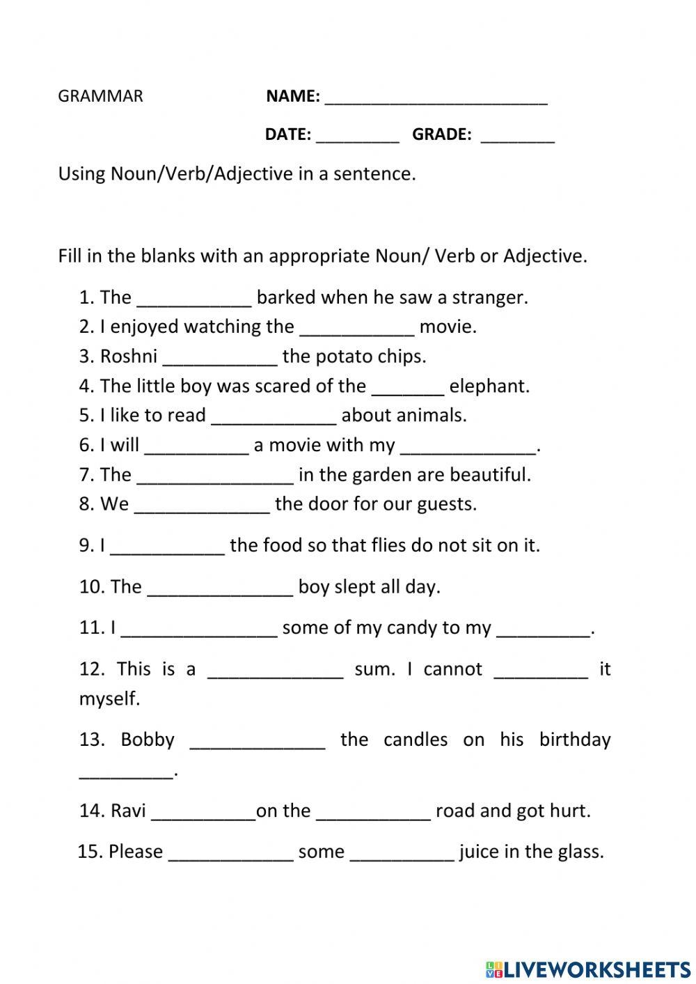 English Grammar Free Interactive Worksheets 1079492