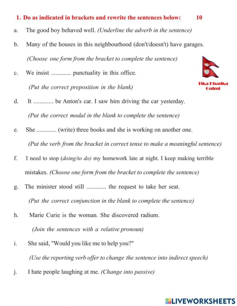 English Grammar Free Interactive Worksheets 1222183