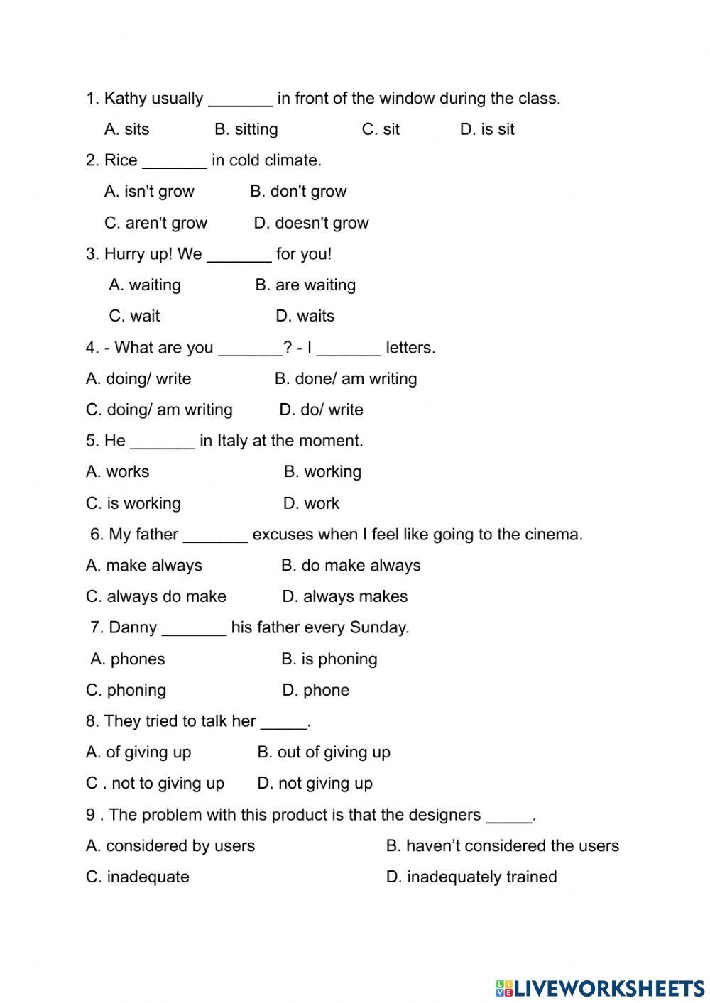 English Grammar Free Interactive Worksheets 2096193