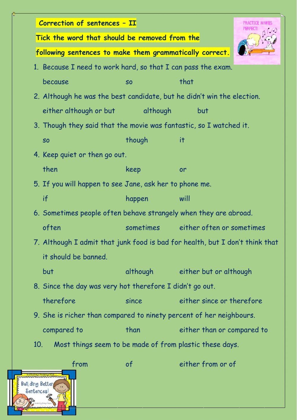 Worksheet For Class 5 English Grammar