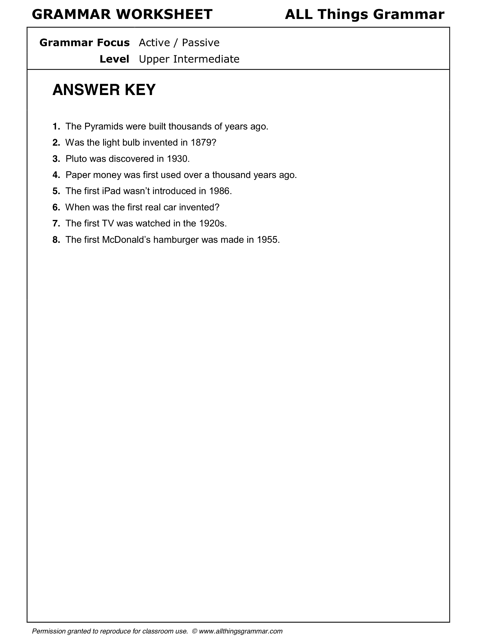 English Grammar Worksheet PASSIVE past Positives Negatives And Questions Active Passive Http www allthingsgrammar passive html English Grammar Worksheet PASSIVE past Positives Negatives And Questions Active Passive Http www allthingsgrammar passive html