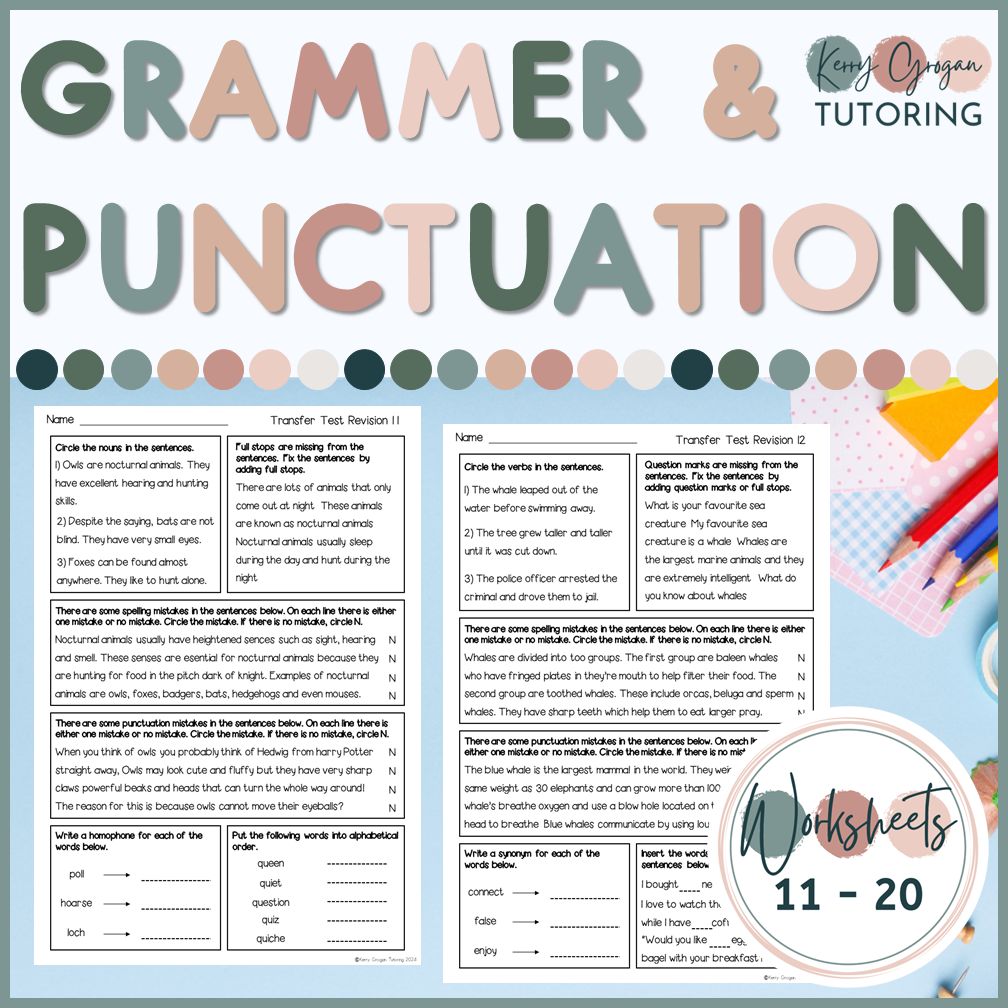 English Grammar Worksheets KS2 Worksheets 11 20 Kerry Grogan Tutoring English Grammar Worksheets KS2 Worksheets 11 20 Kerry Grogan Tutoring