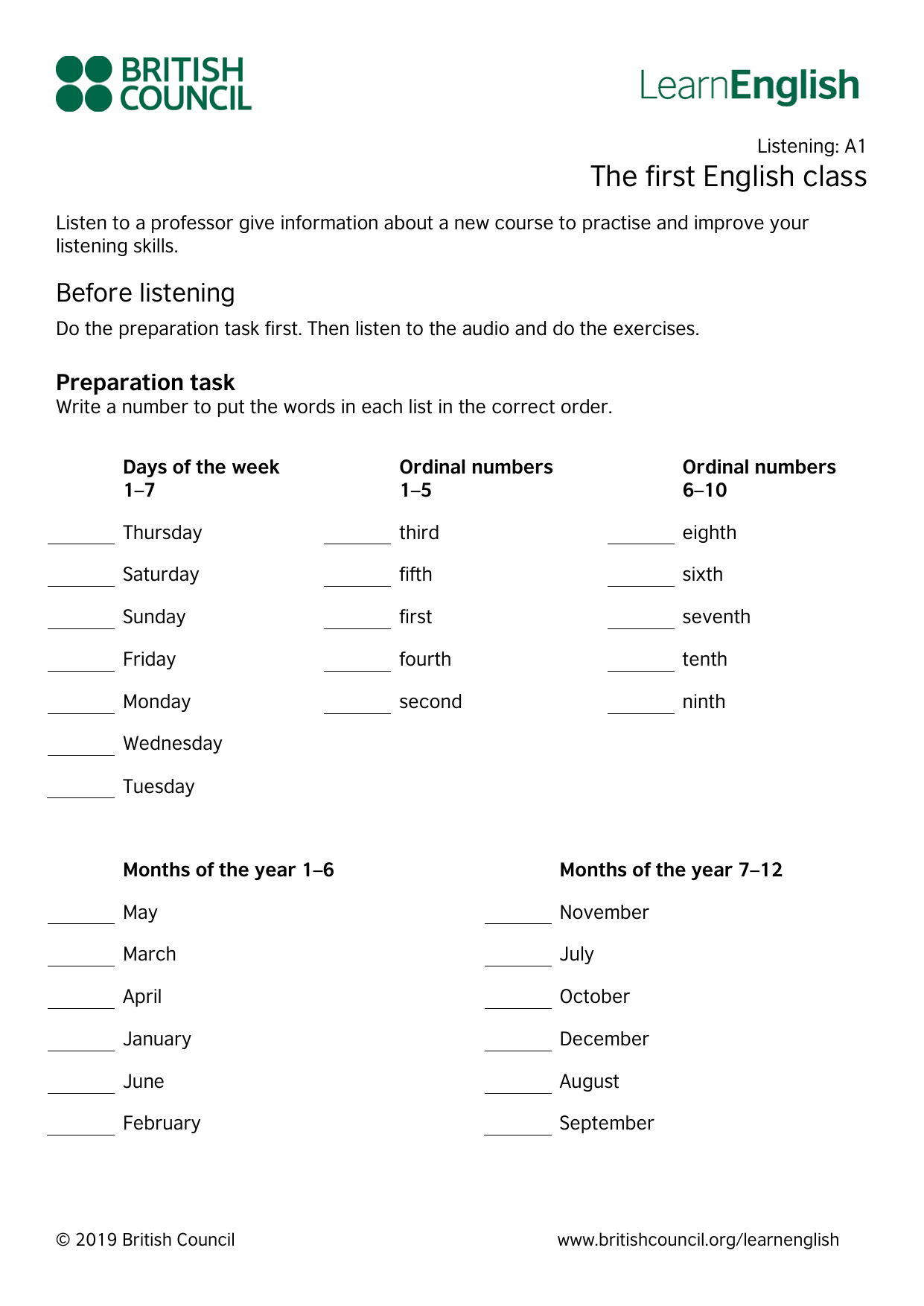 English Listening Practice The First English Class