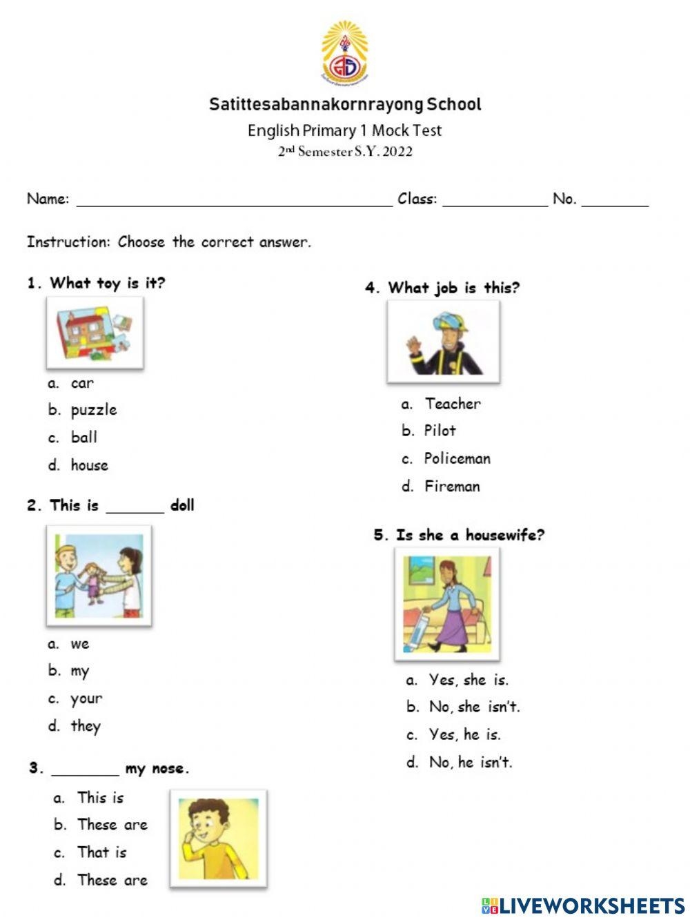 English Primary Free Interactive Worksheets 1879240