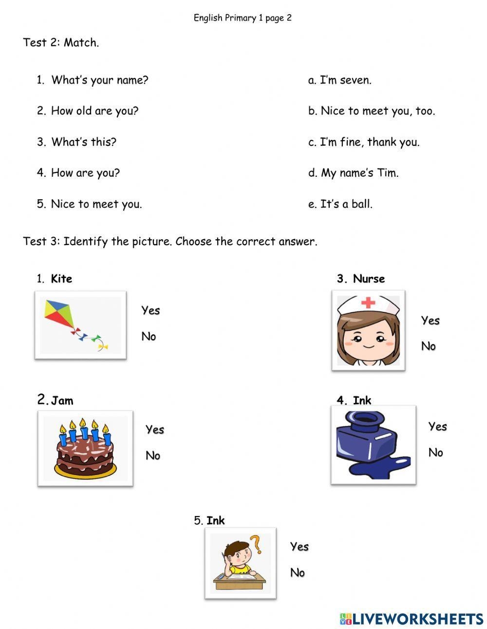 Primary 1 English Grammar Worksheets Pdf