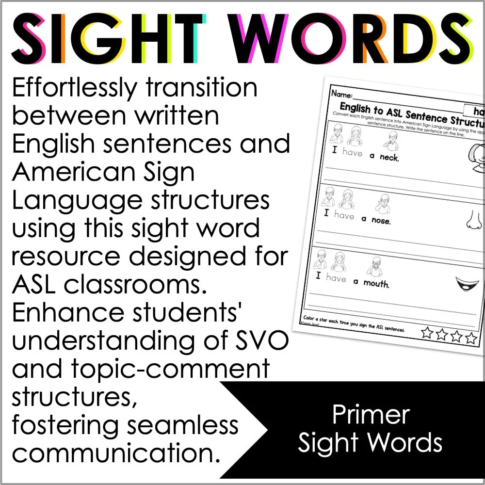 Asl Grammar Worksheet