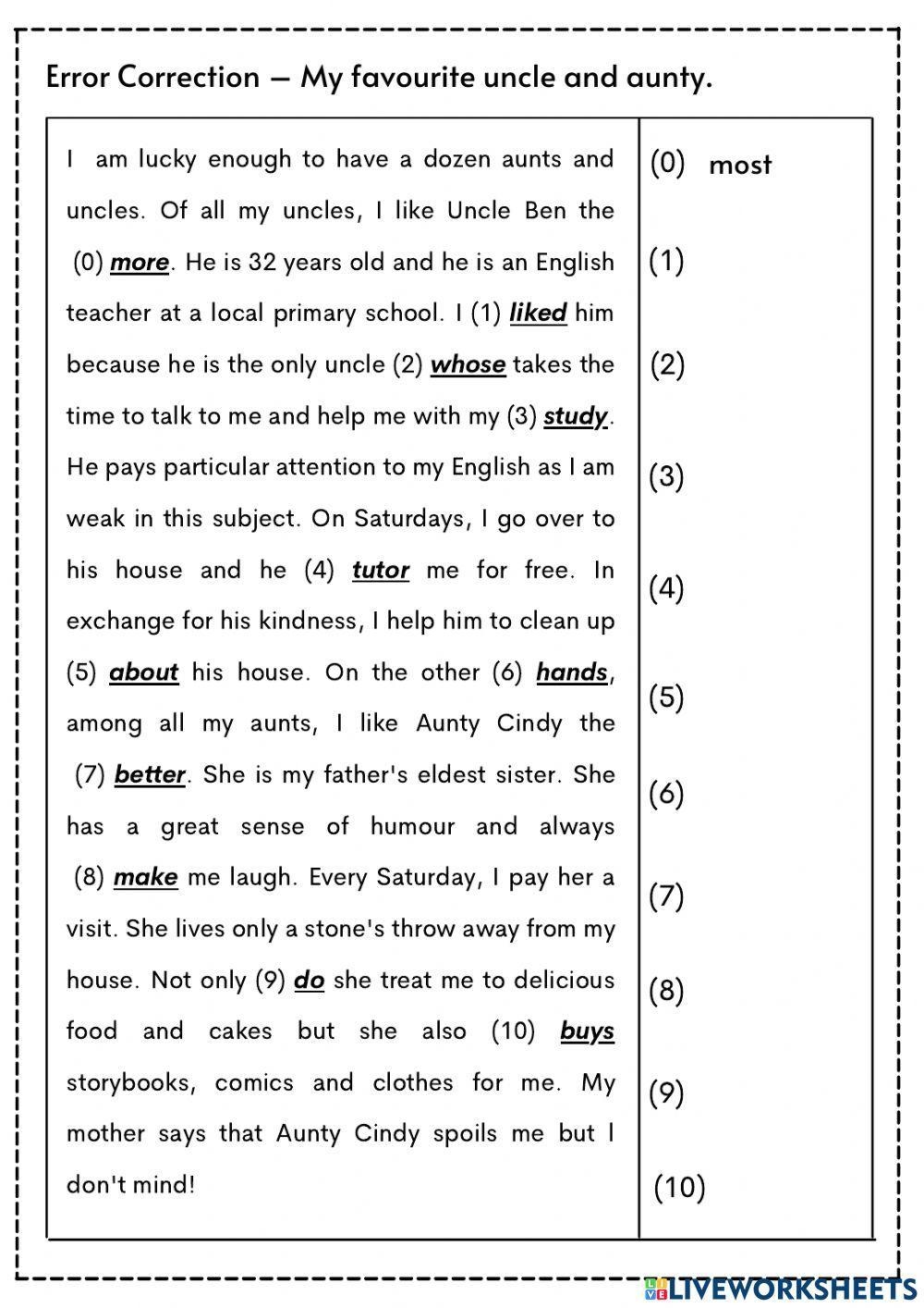 Error Correctio Free Interactive Worksheets 1269965